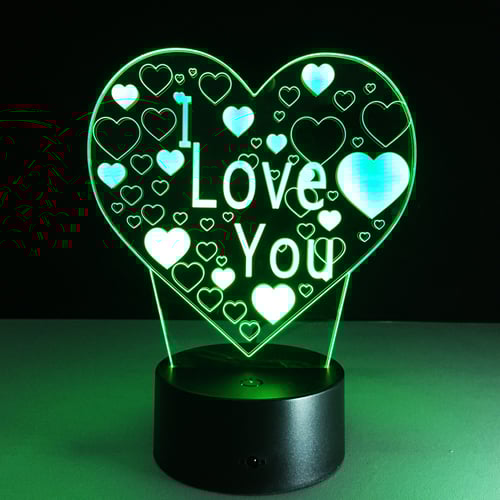 3D illusion Visual Night Light 7 Colors Change LED Desk Table Lamp Bedroom Home 