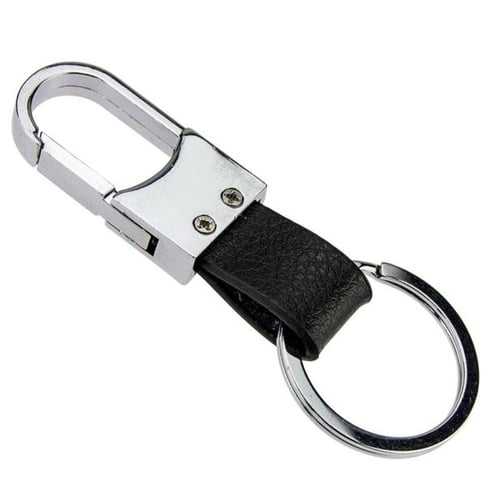 New Fashion Black Leather Strap Keyring Keychain Key Chain Ring Key Fob 