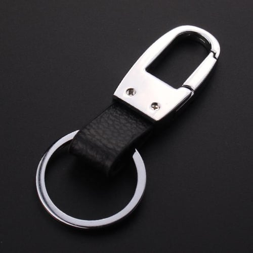 New Fashion Black Leather Strap Keyring Keychain Key Chain Ring Key Fob L&6 