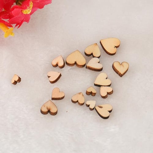 100x Rustic Blank Wooden Love Heart DIY Scrapbooking Wedding Table Scatter Decor 