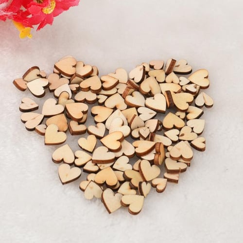 100X Rustic Wooden Wood Love Heart Wedding Table Scatter Decoration Crafts 