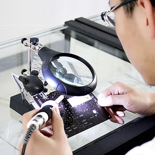 Helping Hand Soldering Stand With LED Light Glas Magnifier Clip Magnifying Glass 