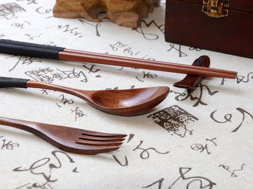 Portable Japanese Vintage Wooden Chopsticks Spoon Fork Tableware New Wooden Gift 