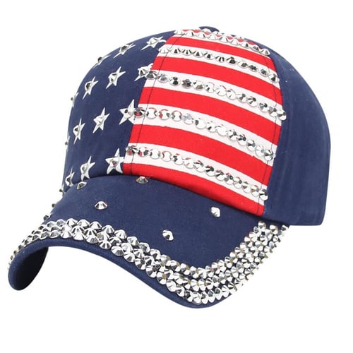 Women American Flag Baseball Cap USA Letter Print Patchwork Unisex Hip Hop Flat Hat 