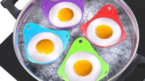 4pcs Silicone Egg Poacher Poaching Pods Pan Poached Cups Mould Kitchen Cookare