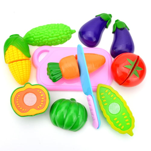 Kids Pretend Cutting Set Child Gift Role Play Kitchen Fruit Vegetable Food Toy 