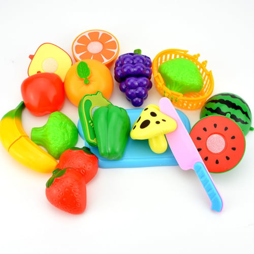 Pretend Role Play Kitchen Fruit Vegetable Food Toy Cutting Set KidsToy Gifts S 