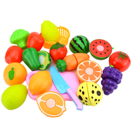 Kids Pretend Cutting Set Child Gift Role Play Kitchen Fruit Vegetable Food Toy 