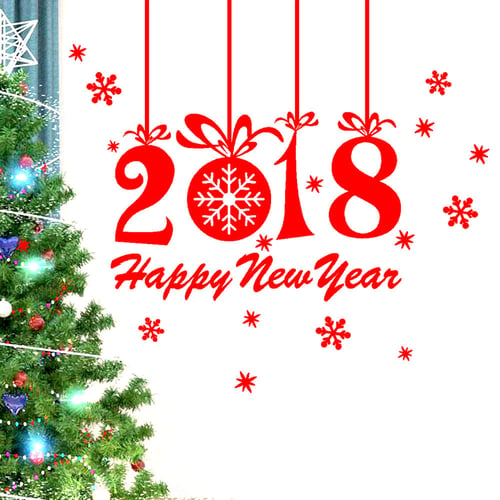 2018 Merry Christmas & New year Decor Xmas Tree Wall Stickers Window Vinyl Decal 