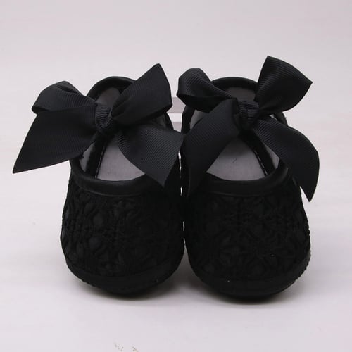 Newborn Infants Girls Soft Shoes Soft Soled Non-slip Bowknot Footwear Crib Shoes 