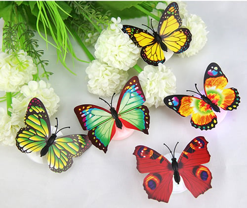 Butterfly Colorful Changing LED Night Light Lamp Home Room Party Desk Wall Decor 