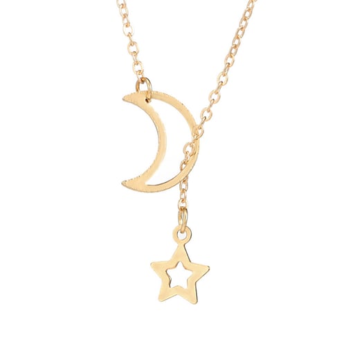 1pcs Women's Jewelry Simple Long Pendant Gold Plated Star Choker Chain Necklace 