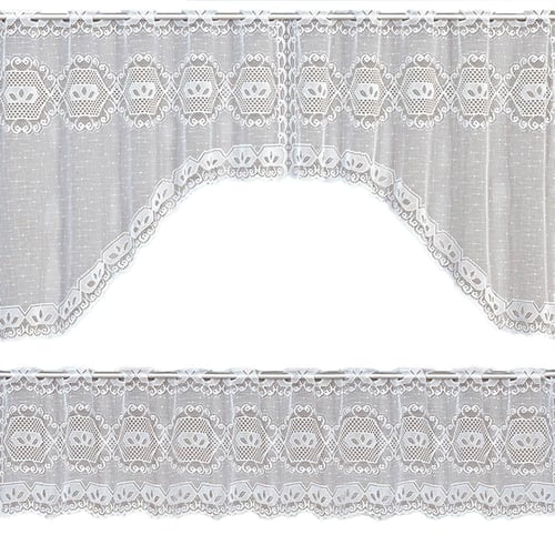 2PCS Lace Coffee Cafe Window Tier Curtain Set Kitchen Dining Room Home Decor Lot 