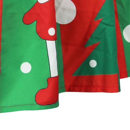 Women Christmas Santa 3D Print Flare Elastic High Waist Cosplay Ball Gown Skirt 