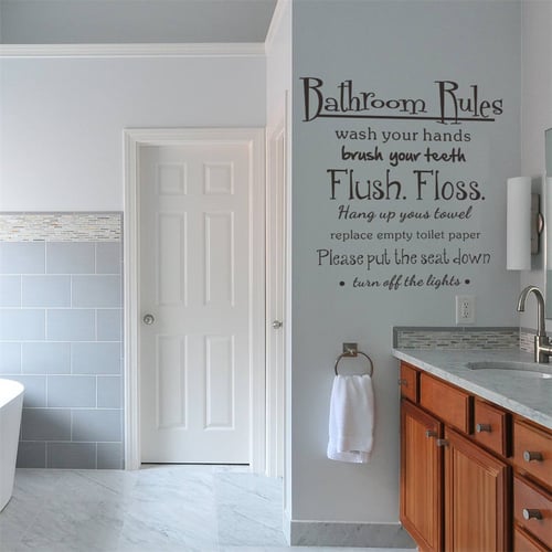 Bathroom Rules floss wash Vinyl Wall Home Decor Decal Quote Inspiration Adorable 