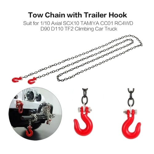Tow Chain with Trailer Hook for 1/10 Axial SCX10 Climbing Off-road Car Truck 