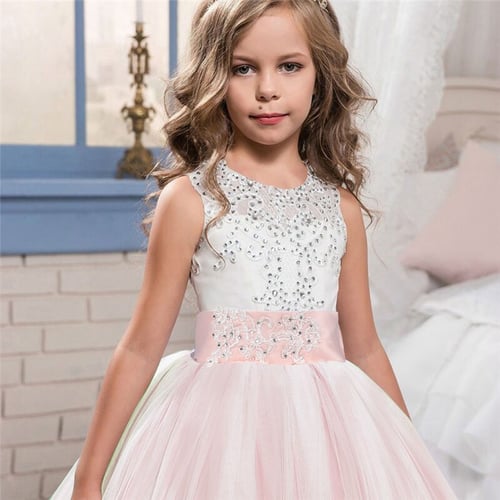 Baby Girls Floral Lace Princess Wedding Bridesmaid Pageant Party Tutu Gown Dress 