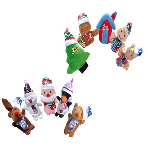 Lovely Santa Claus Educational Cartoon Baby Finger Puppets Doll Christmas Hand 
