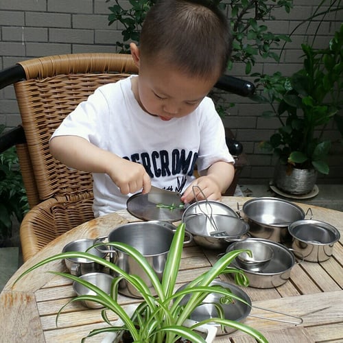 16PCS/Set Kids Play House Kitchen Toys Cookware Cooking Utensils Pots Pans 