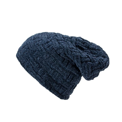 Men Women Winter Plus Thickened Design Chenille Solid Ear Protector Slouchy Hat 