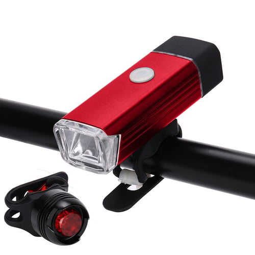 USB Rechargeable Bright LED Bicycle Bike Front Headlight and Rear Tail Light Set 