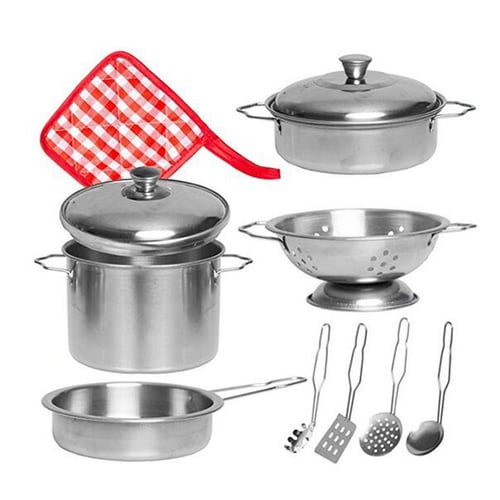 16Pcs Suit Kids Play House Kitchen Toys Cookware Cooking Utensils Pots Pans Gift