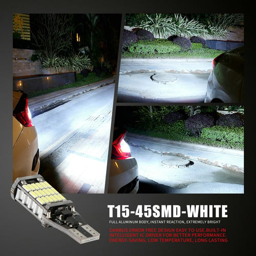 4PCS T15 4014 T15 920 Error Free 45*LED Car Reverse Back Light Bulbs 6000K White 