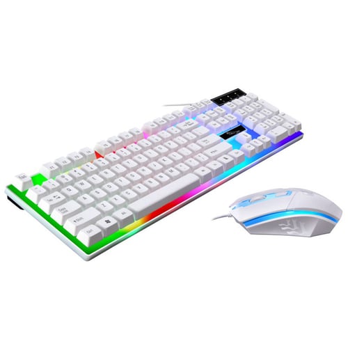 Adjustable LED Rainbow Color Backlight Gaming Gamer USB Wired Keyboard Mouse 