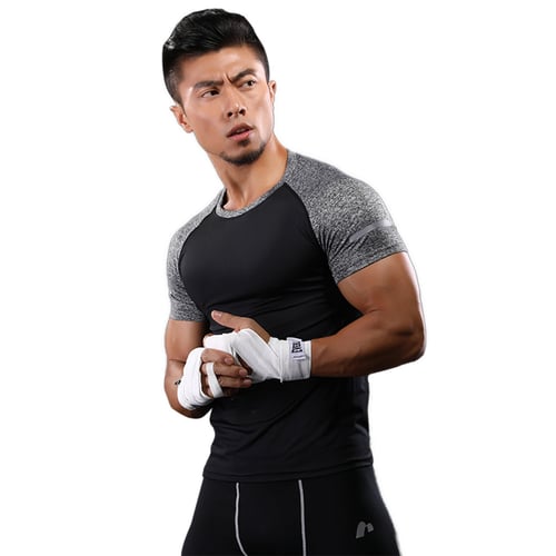 Men's Compression Tops Athletic Running Training Gym T-shirts Dri fit Base Layer 