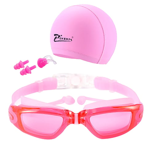 Swimming Glasses Goggles UV Protection Non-Fogging Swim Cap Nose Clip Men&Women 