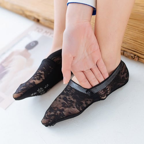 Womens Cotton Blend Lace Antiskid Invisible Low Cut Socks Toe Ankle Boat Sock 