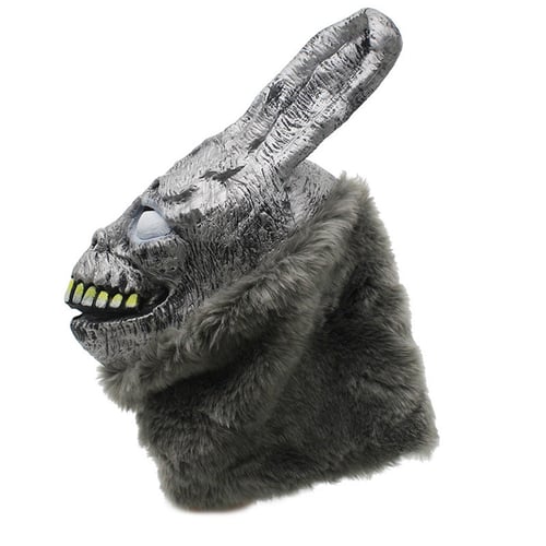 US Donnie Darko FRANK Rabbit Mask Halloween the Bunny Latex Hood with Fur Mask 
