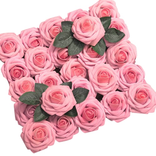 Artificial Flowers Coral Roses 50pcs Real Looking Fake Roses For Mother's Day 
