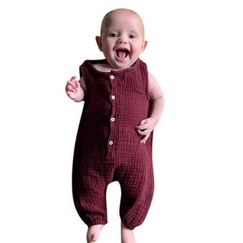Summer Unisex Infant Baby Boys&Girls Ruffles Solid Vest Romper Jumpsuit Clothes 