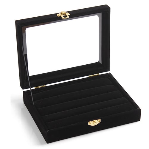 Jewelry Ring Display Organizer Case Tray Holder Earring Storage Box 