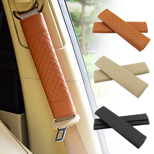 2x Auto Car Seat Belt Cushion Seat Belt Microfiber leather Shoulder Pads Cover 