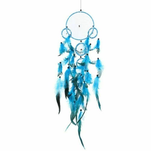 Large Dream Catcher Blue Wall Hanging Decoration Ornament Handmade Feathers