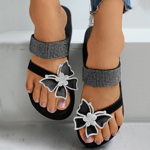 Women Ladies Girls Pearl Flat Bohemian Style Casual Sandals Slippers Beach Shoes 