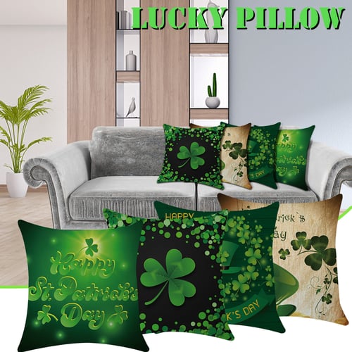 St Patrick's Day Cotton Linen Cushion Cover Throw Pillow Case Home Decor 18inch 