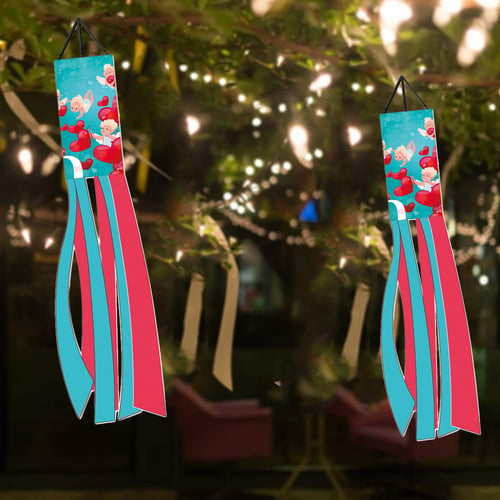 2 Pieces Happy Valentines Day Windsock Polyester Garden Windsock Heart Pattern Windsock Flag Outdoor Hanging Decorative Windsocks for Valentines Day Front Yard Patio Lawn Garden Party Decoration 