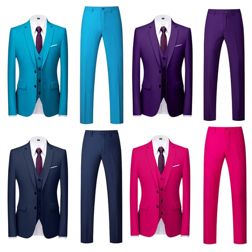 2019 Men’s Suit Slim 3-Piece Suit Blazer Business Wedding Party Jacket Vest&Pant