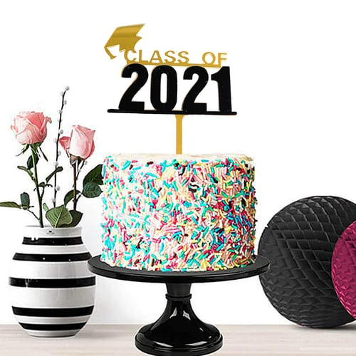 12pcs 2021 Graduation Cake Toppers Creative Cake Picks Assorted Color 