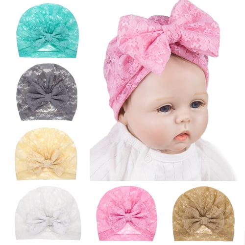 Newborn Baby Boy Girl Flower Pleuche Knotted Hat Beanie Headwear Cap/Headband 