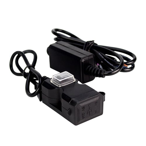 12V Motorcycle Handlebar Dual USB Charger Socket w/ Switch & Mounts Waterproof 