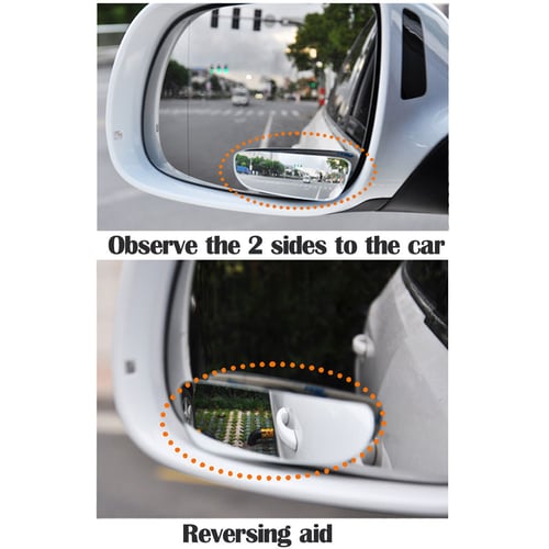 2Pcs universal car 360° wide angle convex rear side view blind spot mirror 