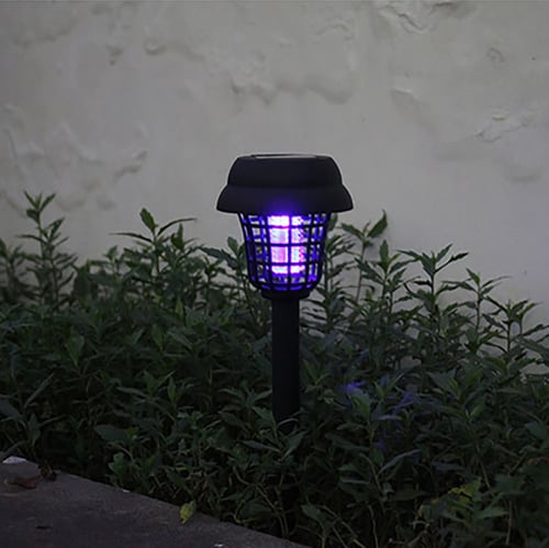 4PC Solar Powered LED Light Pest Bug Zapper Insect Mosquito Lamp Garden Wall