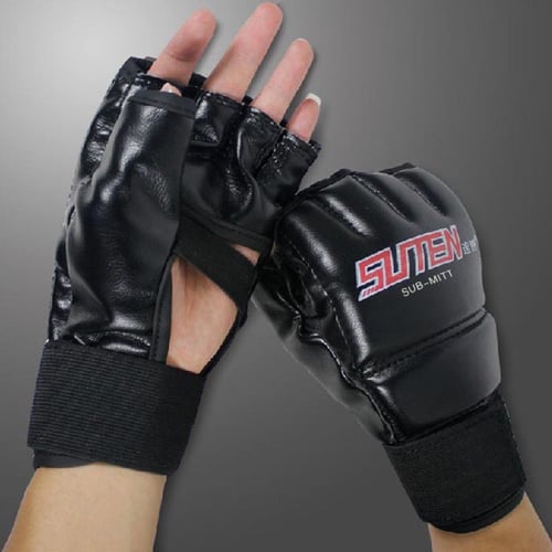 Leather Boxing Training Gloves Muay Thai Punching Bag Sparring Gloves MMA mitts 