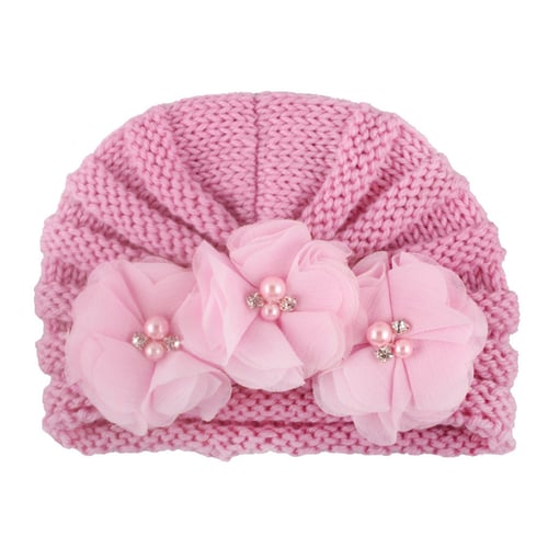 Newborn Baby Boy Girl Knitted Turban Hat Hair Band Beanie Headwear Cap Sets 