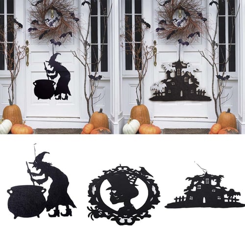 Halloween Non-woven Door Hanging Decor Haunted House Bat Witch Home Party Decor 