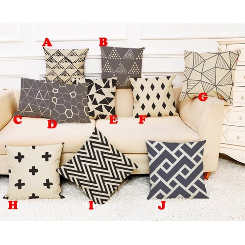 Cotton Linen Square Home Decorative Throw Pillow Case Sofa Waist Cushion Cover 